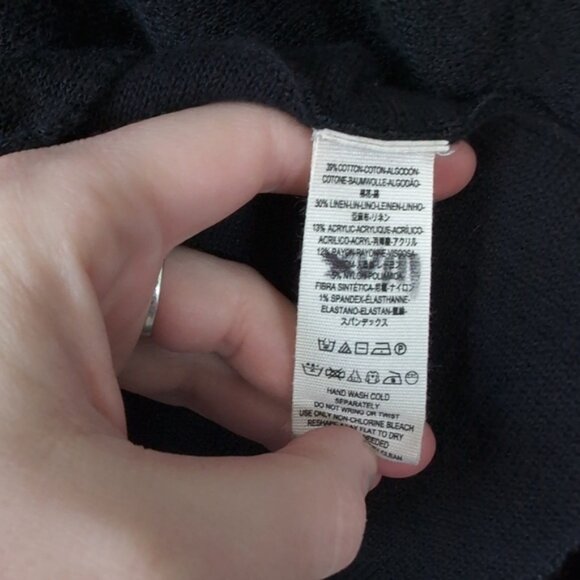 Free People Linen Cotton Coastal Whimsigoth Boho Dark Gypsy Festival Sweater M - Picture 8 of 9